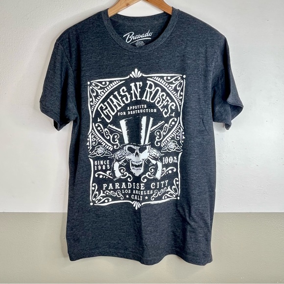 Hot Topic Tops - 2/25 Guns & Roses Hot Topic Gray Paradise City Grunge Band Rock Classic Graphic